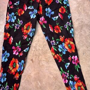 Investments Floral Print Pants - Black, Red, Blue